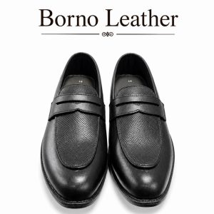Borno Leather Classic Penny Loafers – Black