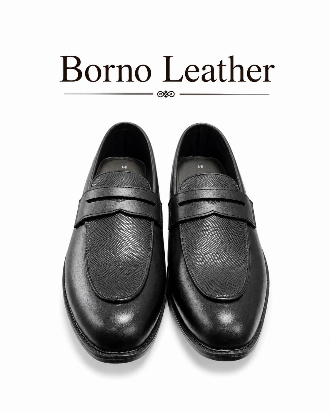 Borno Leather Classic Penny Loafers – Black