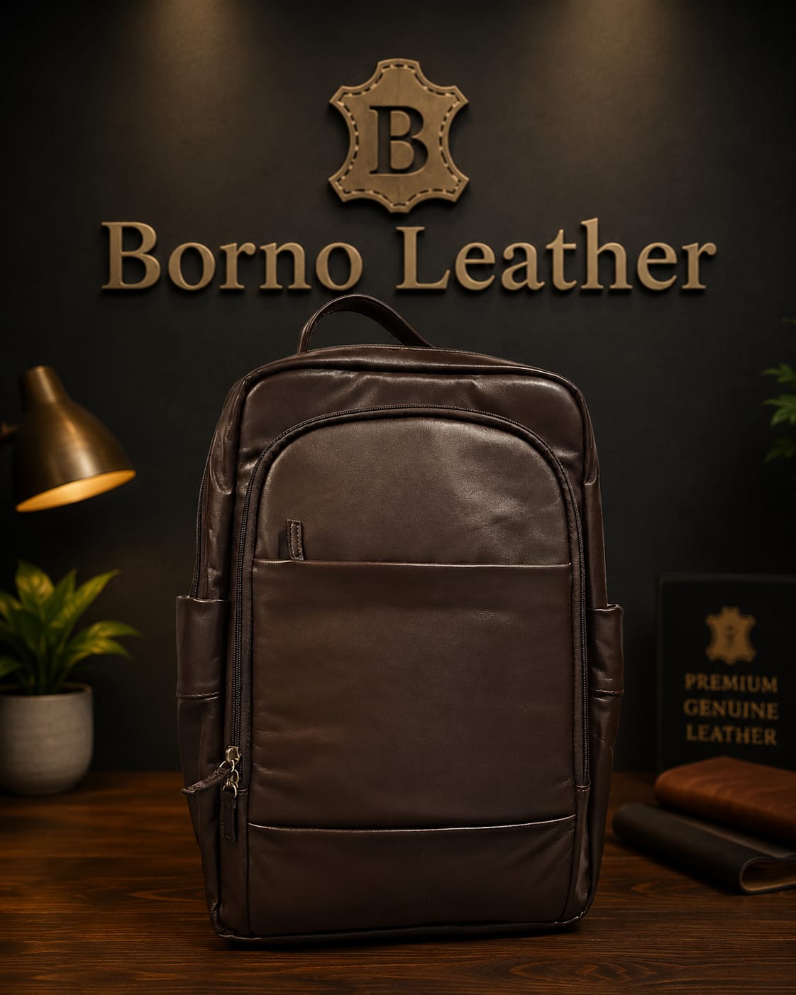 Borno Leather Premium Multi-Pocket Backpack