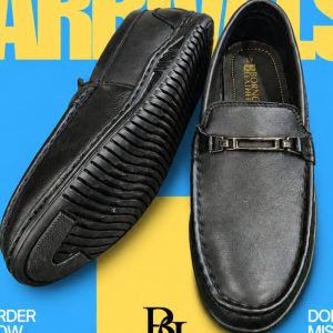 Borno Leather Casual Comfort Slip-On Shoes – Black
