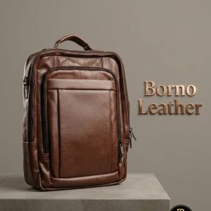 Borno Leather Multi-Zip Travel Backpack