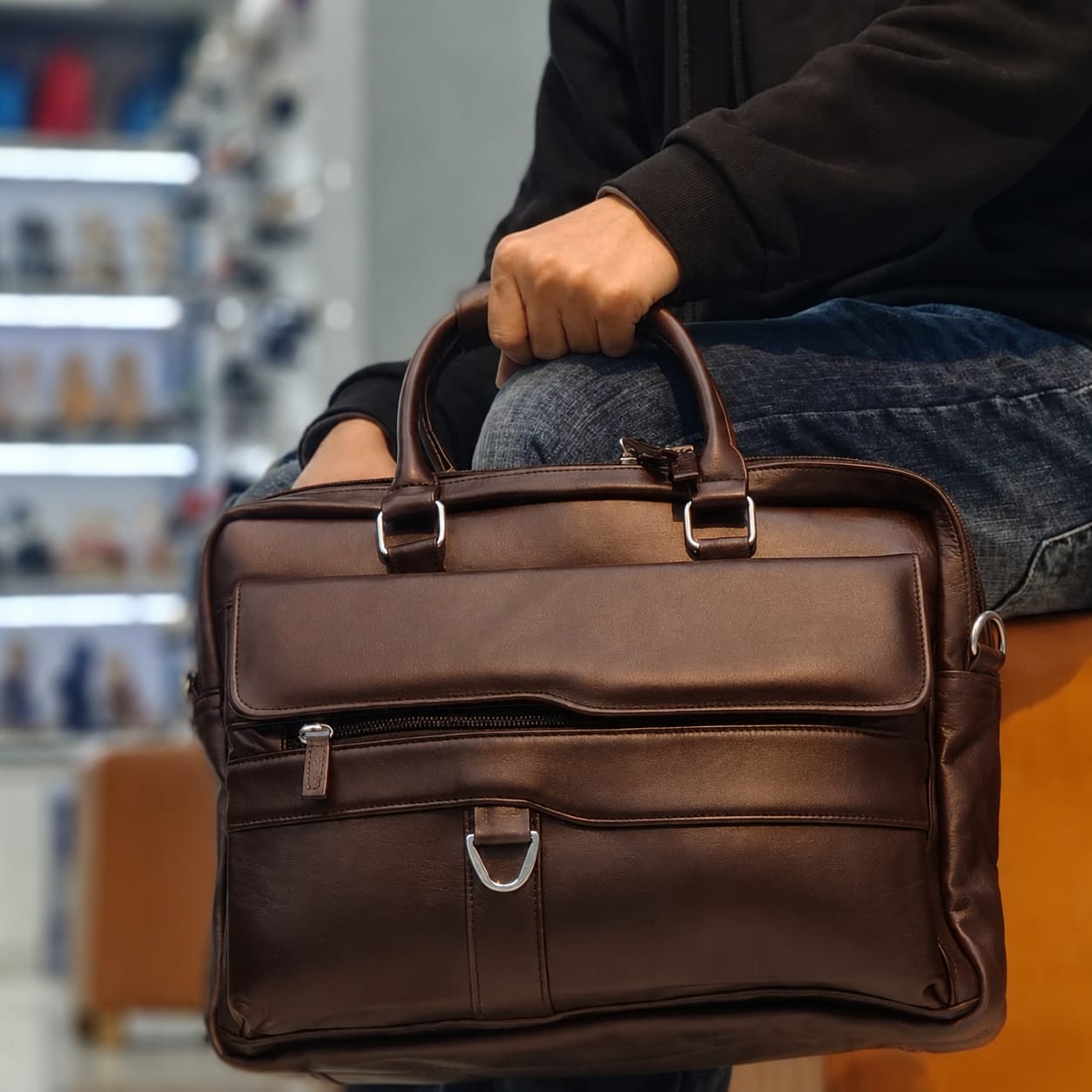 Borno Leather Classic Top-Handle Briefcase