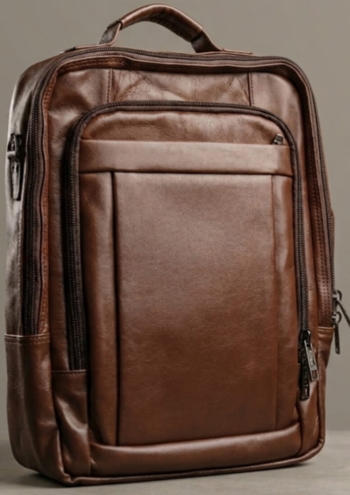 Borno Leather Multi-Zip Travel Backpack