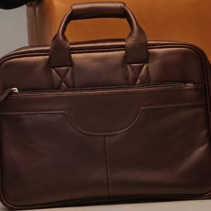 Borno Leather Classic Top-Handle Briefcase – Black